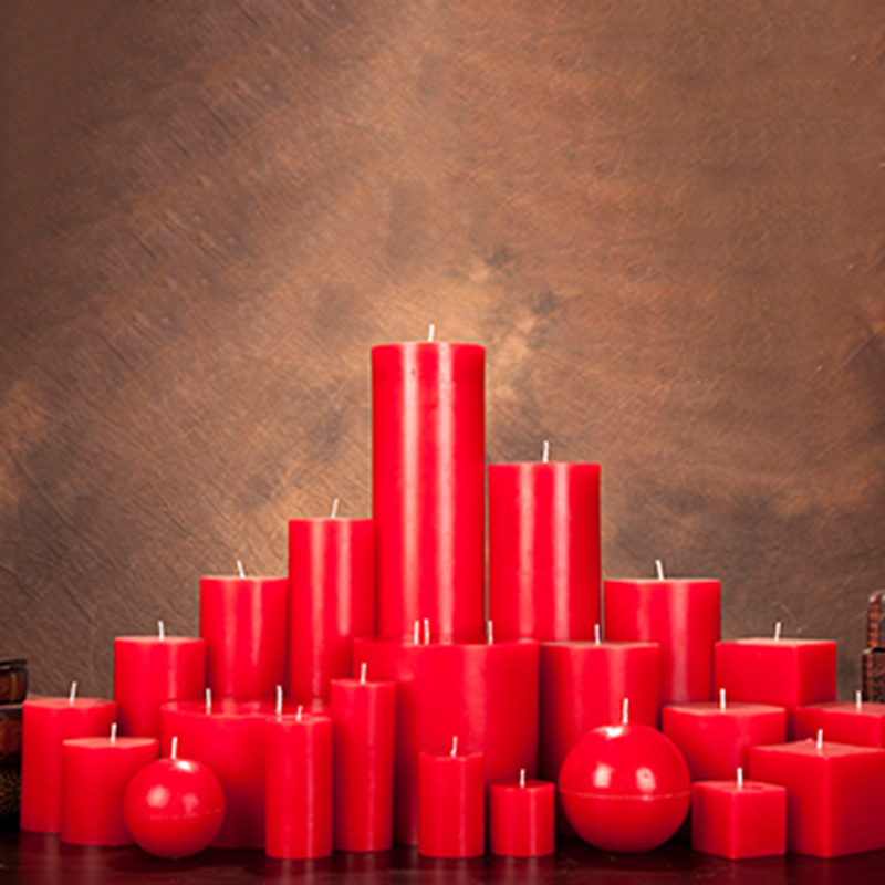 Wholesale personalize label and design hot selling red pillar candles with different sizes and shapes